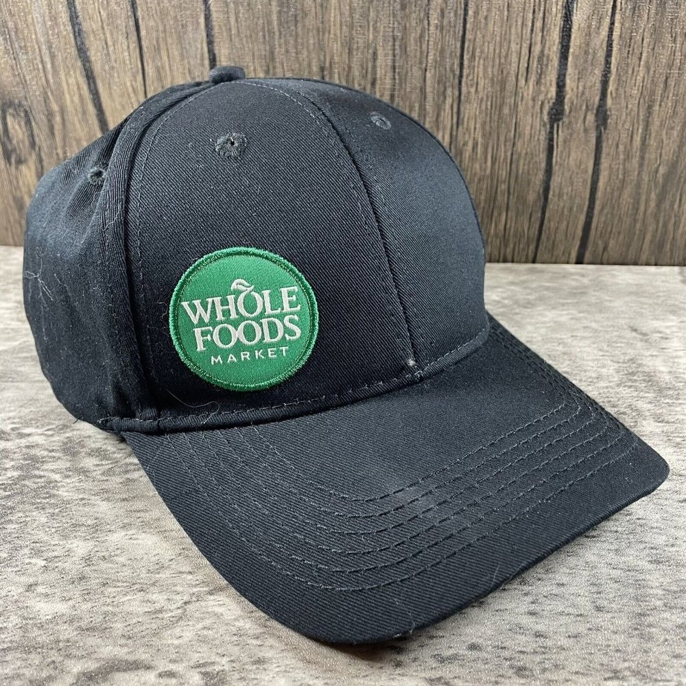 Whole Foods Market Employee Adjustable Black Cap Hat OSFM Unisex Organic Cotton
